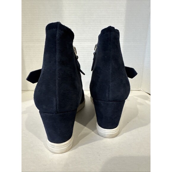 WOMENS PAOLO FRESHTON WEDGE SNEAKERS SIZE 8.5 M BLUE LEATHER SUEDE - Picture 8 of 12